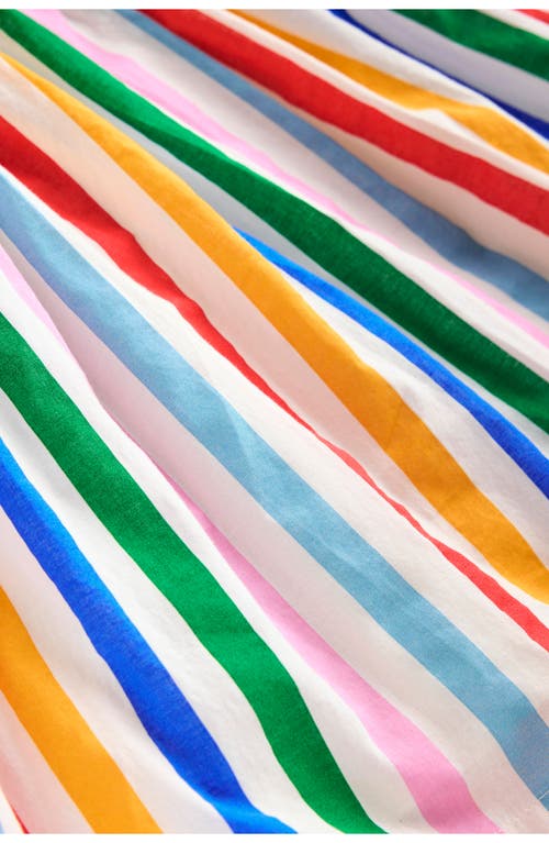 Mini Boden Kids' Luna Stripe Ruffle Cotton Sundress In Multi Rainbow Stripe
