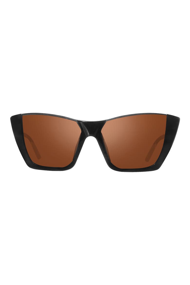 Chelsea 56mm Polarized Cat Eye Sunglasses, Main, color, BLACK