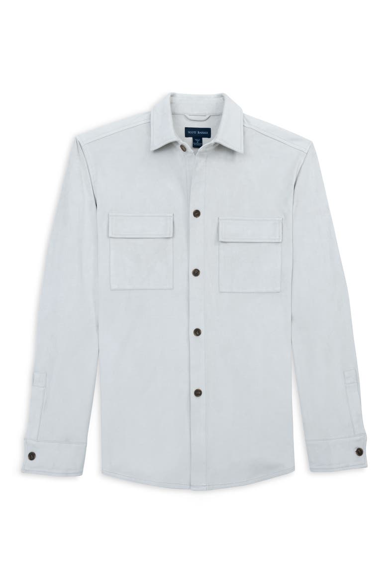 Stretch Faux Microsuede Shirt Jacket, Alternate, color, CEMENT