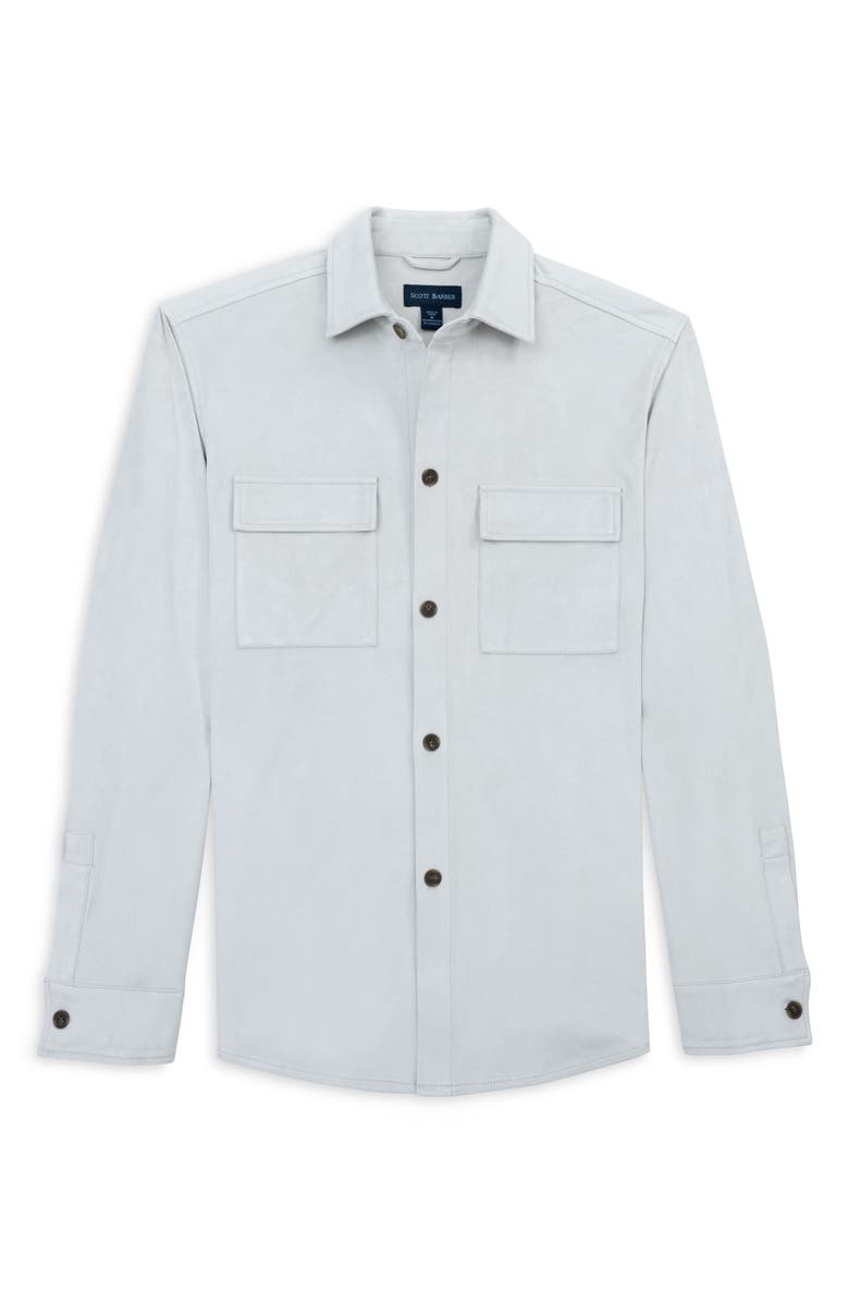 Scott Barber Stretch Faux Microsuede Shirt Jacket, Main, color, Cement