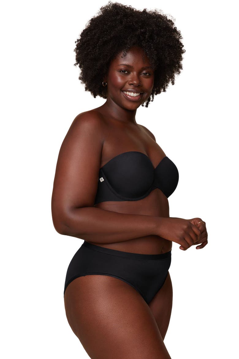 Base Strapless Bra, Alternate, color, Black