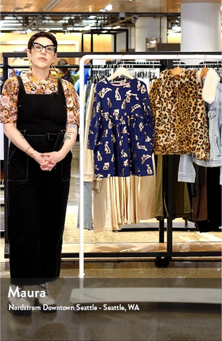 Kids' Bunny Print Long Sleeve Cotton Jersey Dress, sales video thumbnail