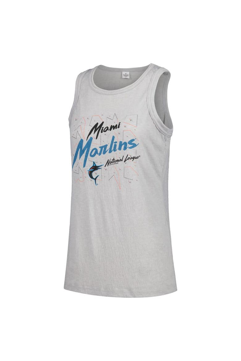 Women's Soft as a Grape Gray Miami Marlins Gauze High Neck Tank Top, Alternate, color, Gray