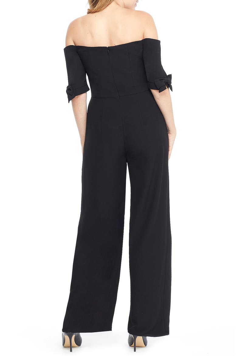Meredith Crepe Off the Shoulder Jumpsuit, Alternate, color, BLACK