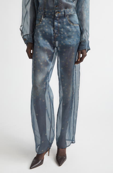 Bonnie Trompe l'Oeil Silk Organza Straight Leg Pants