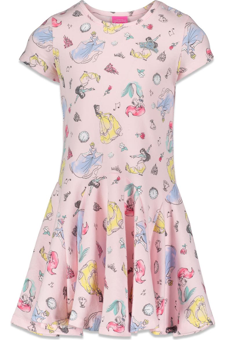 Princess Short Sleeve Skater Dress, Alternate, color, Princess Pink