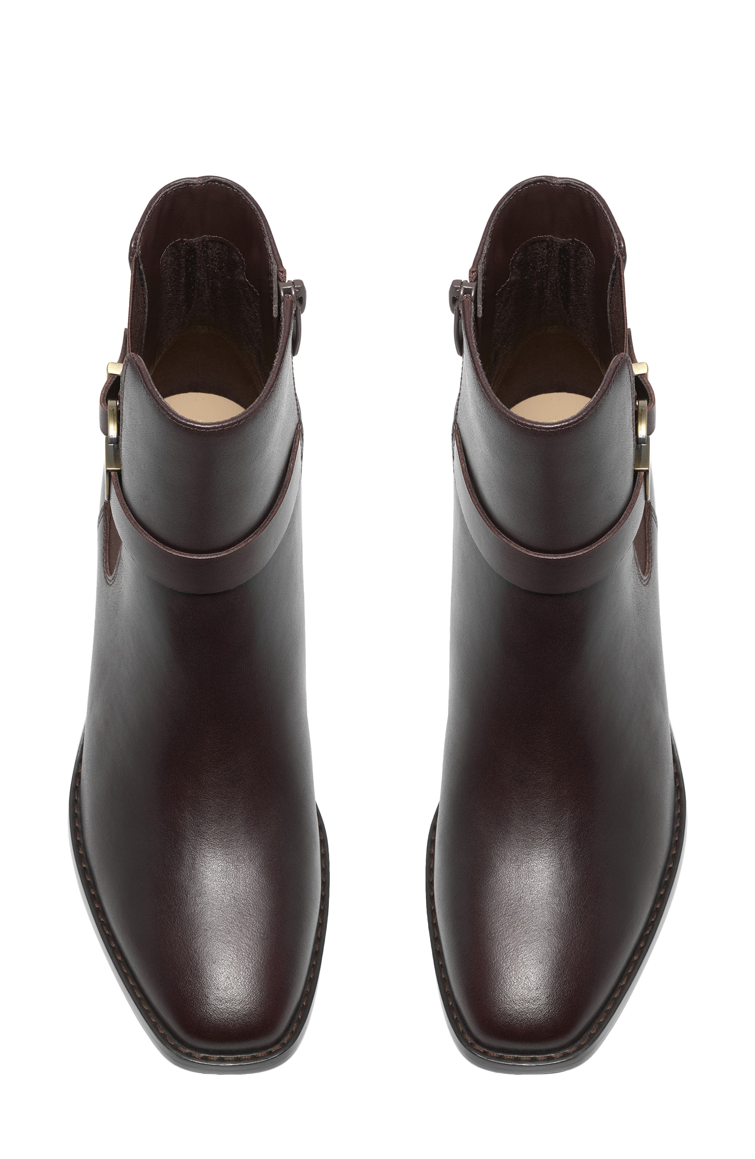 Wrenn Buckle Leather Bootie, Alternate, color, DARK BROWN LEA