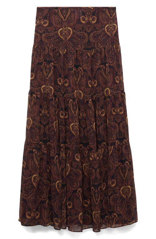 Mango Milano Print Maxi Skirt In Brown