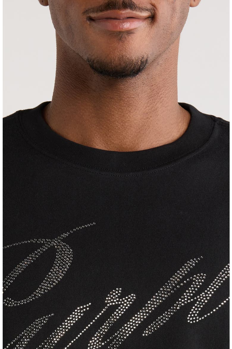 Crystal Embellished Logo Graphic T-Shirt, Alternate, color, BLACK