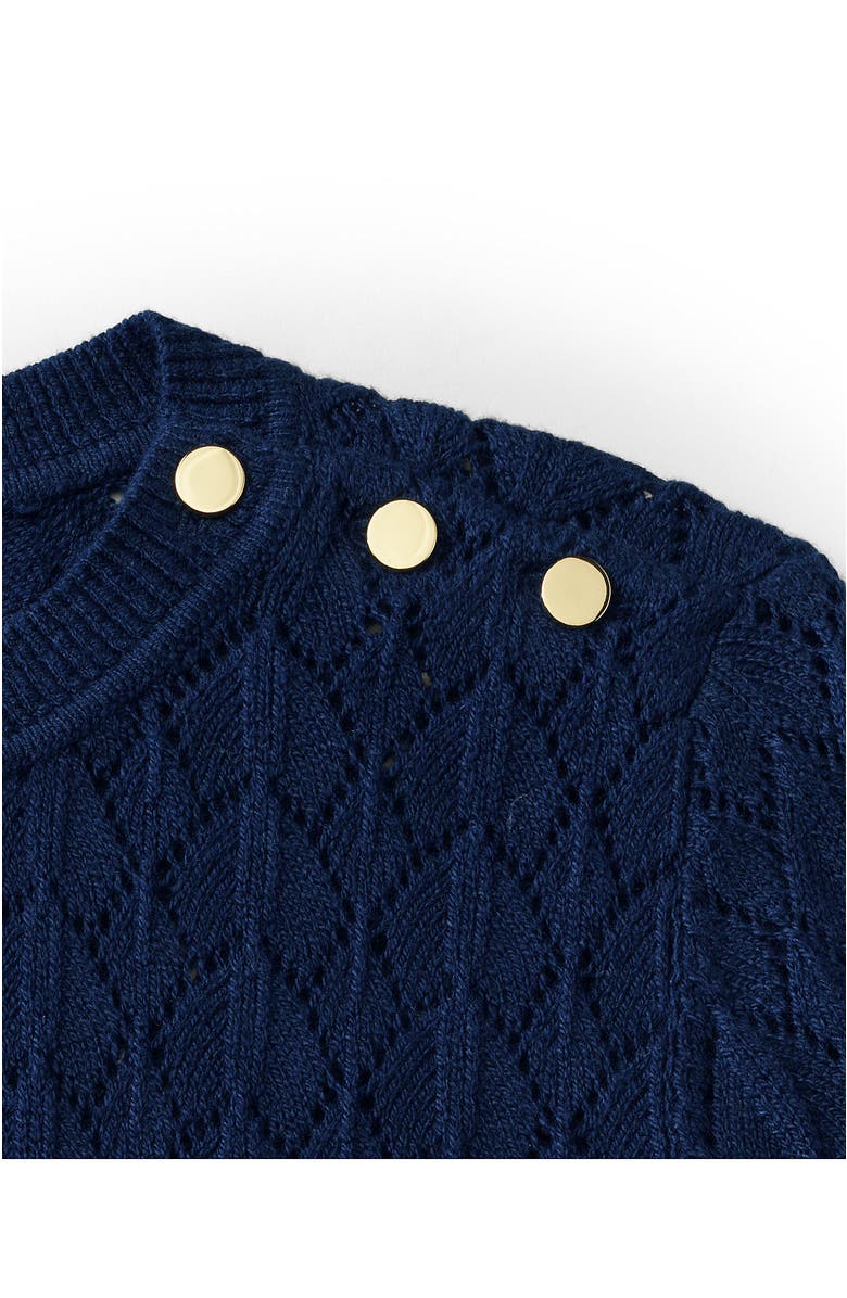 Lands' End Cotton Viscose Button Shoulder Modern Crew Sweater, Alternate, color, 