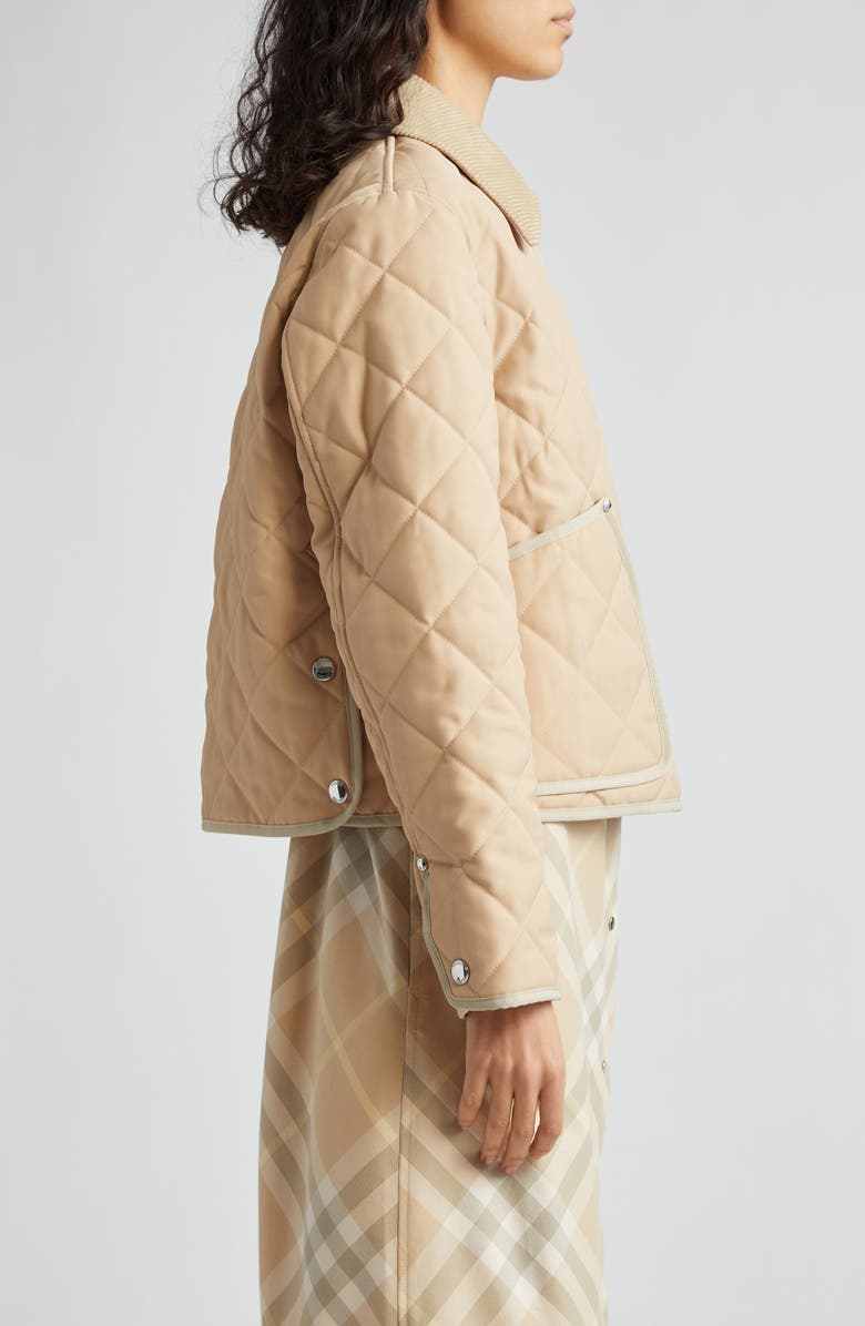 Burberry Lanford Corduroy Collar Quilted Jacket, Alternate, color, 