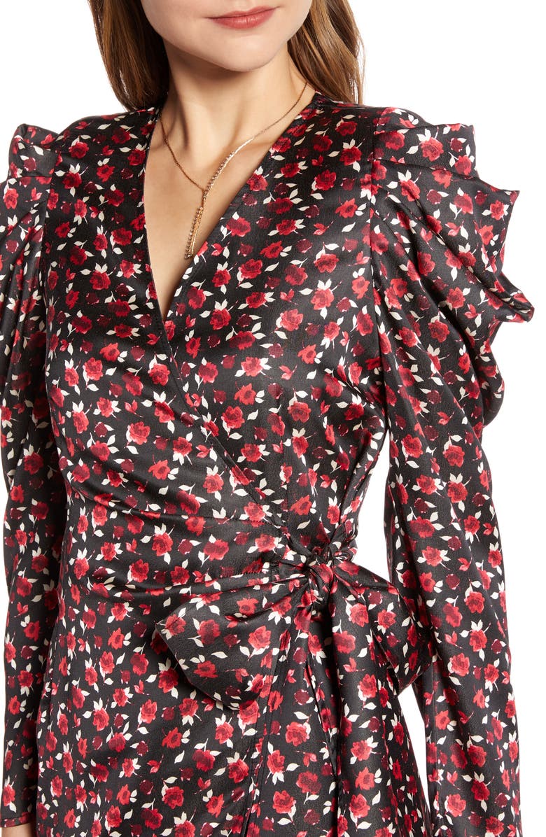 Something Navy Long Sleeve Wrap Minidress, Alternate, color,