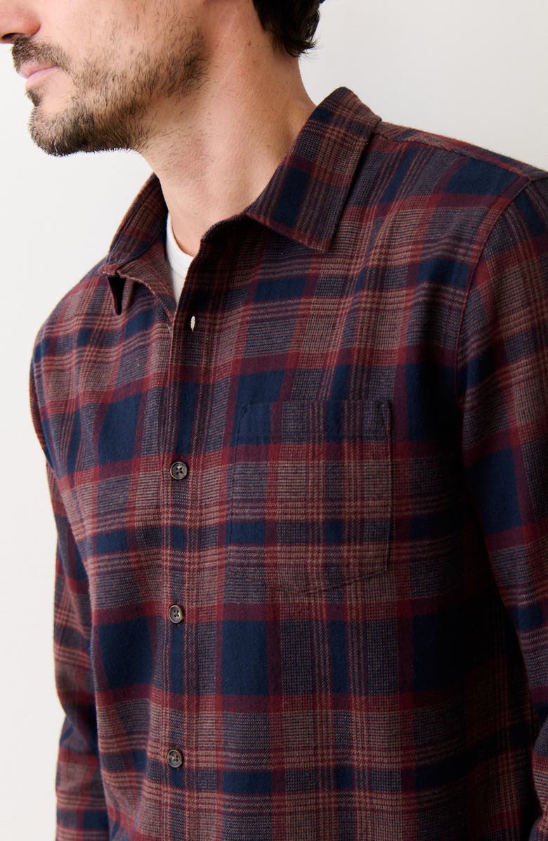 Marine Layer Tahoe Plaid Flannel Button-Up Shirt, Alternate, color, Navy/ Burgundy Plaid