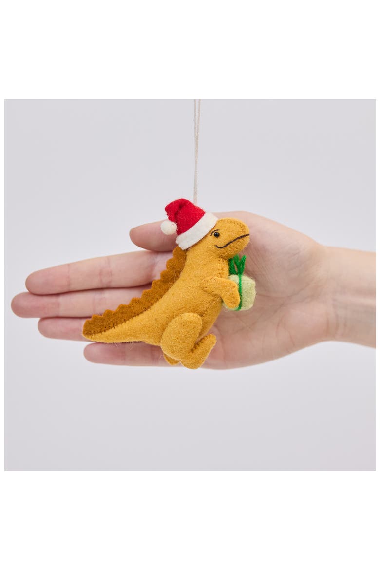 Christmas T. Rex Claus Ornament, Alternate, color, ORANGE