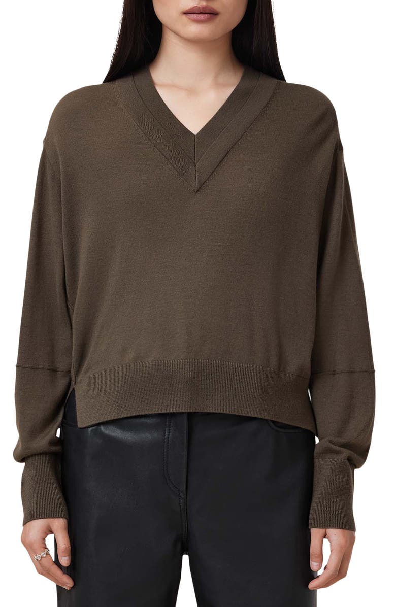 AllSaints Julieana Merino Wool Sweater, Main, color, Walnut Brown