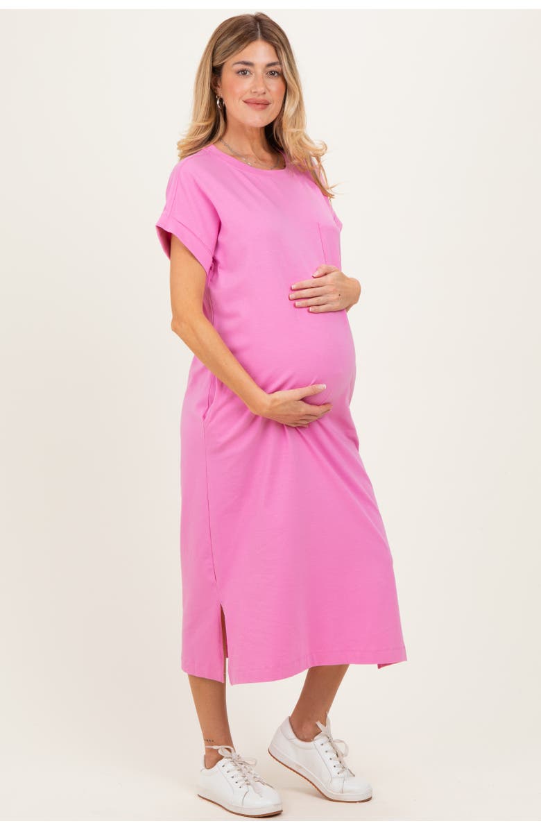 PinkBlush Pocket Front Midi T-Shirt Dress, Alternate, color, Pink