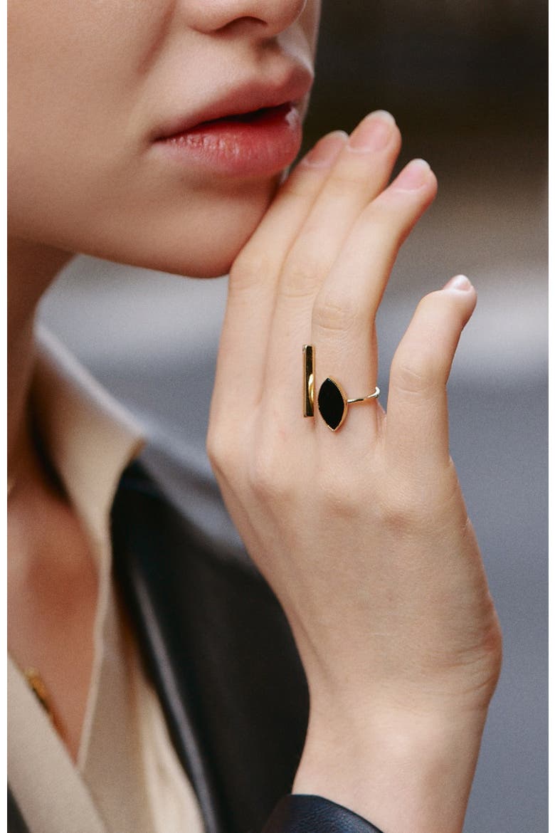 Black Eyes Ring, Alternate, color, Black & Gold