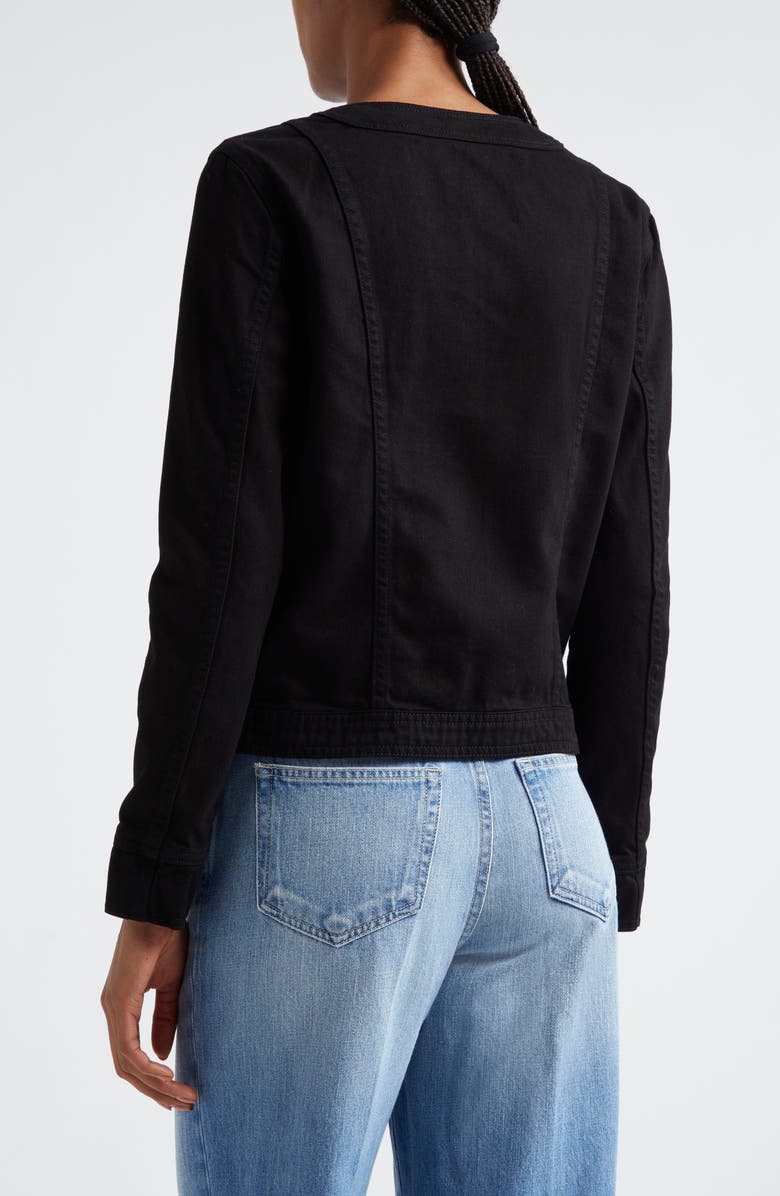 L'AGENCE Yari Collarless Denim Jacket, Alternate, color, Noir