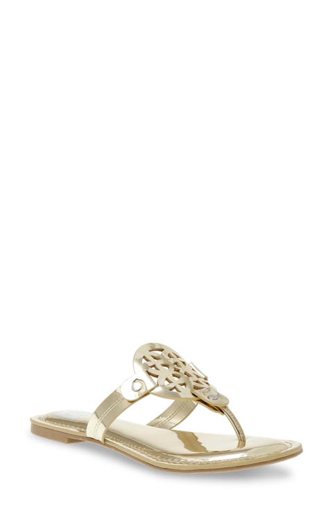 Gotie Laser Cut Studded Thong Sandal (Women)