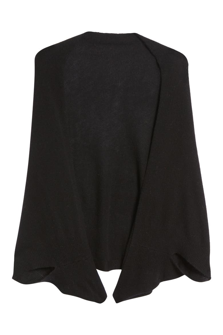 Wool & Cashmere Cocoon Wrap, Alternate, color, BLACK
