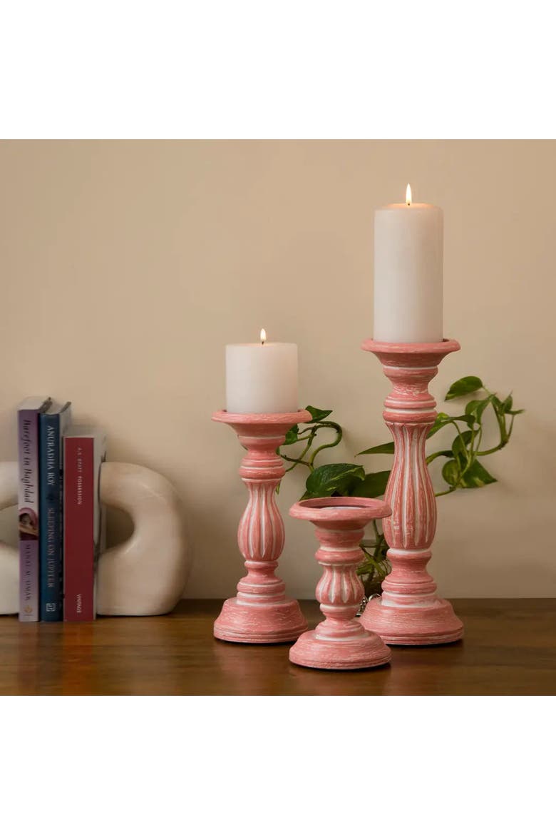 Rosé Reverie Pillar Candleholder Set, Alternate, color, Rose
