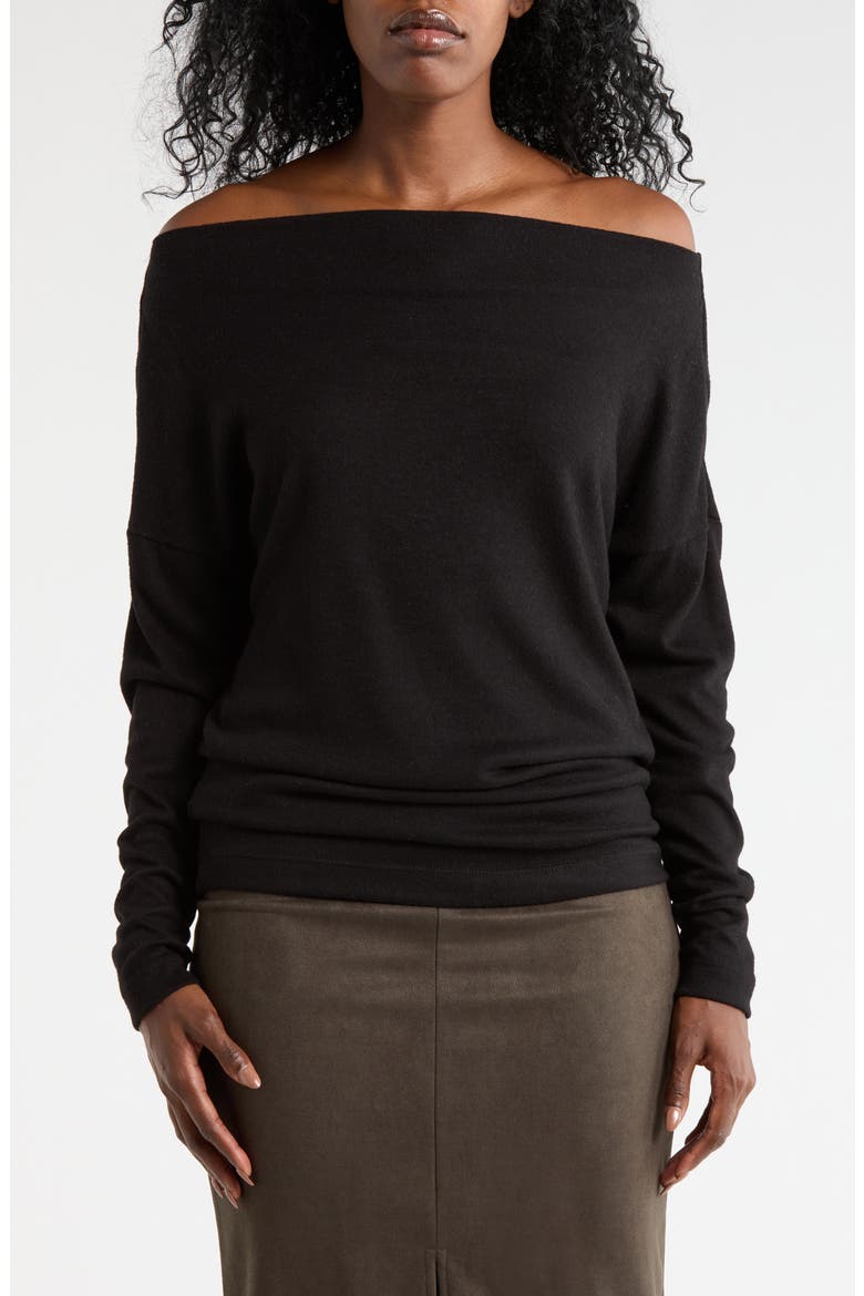 Brushed Knit Boat Neck Top, Main, color, BLACK
