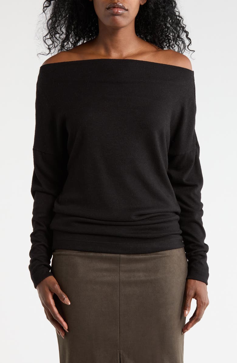Renee C Brushed Knit Boat Neck Top, Main, color, Black