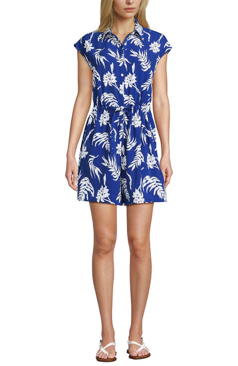 Cap Sleeve Creaseless Button-Down Romper