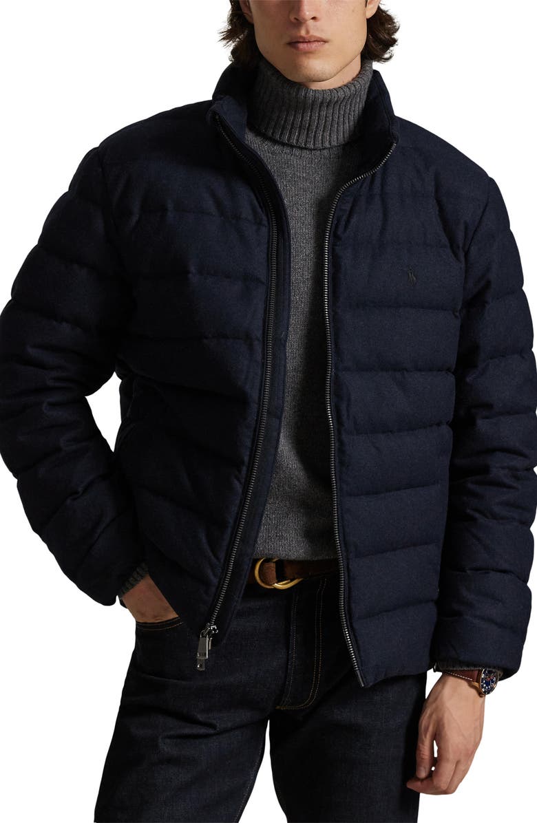 Polo Ralph Lauren The Colden Herringbone Down Jacket, Main, color, Navy