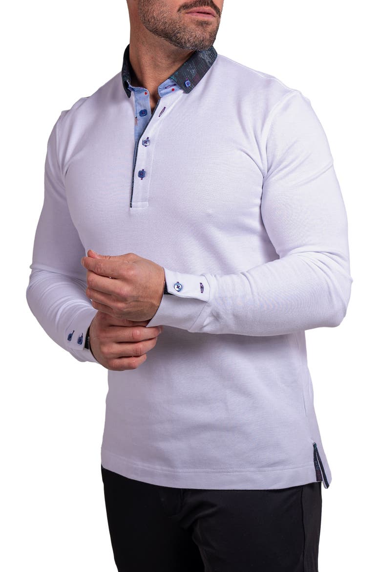 Newton Ascension0010 White Long Sleeve Button-Down Polo, Alternate, color, WHITE