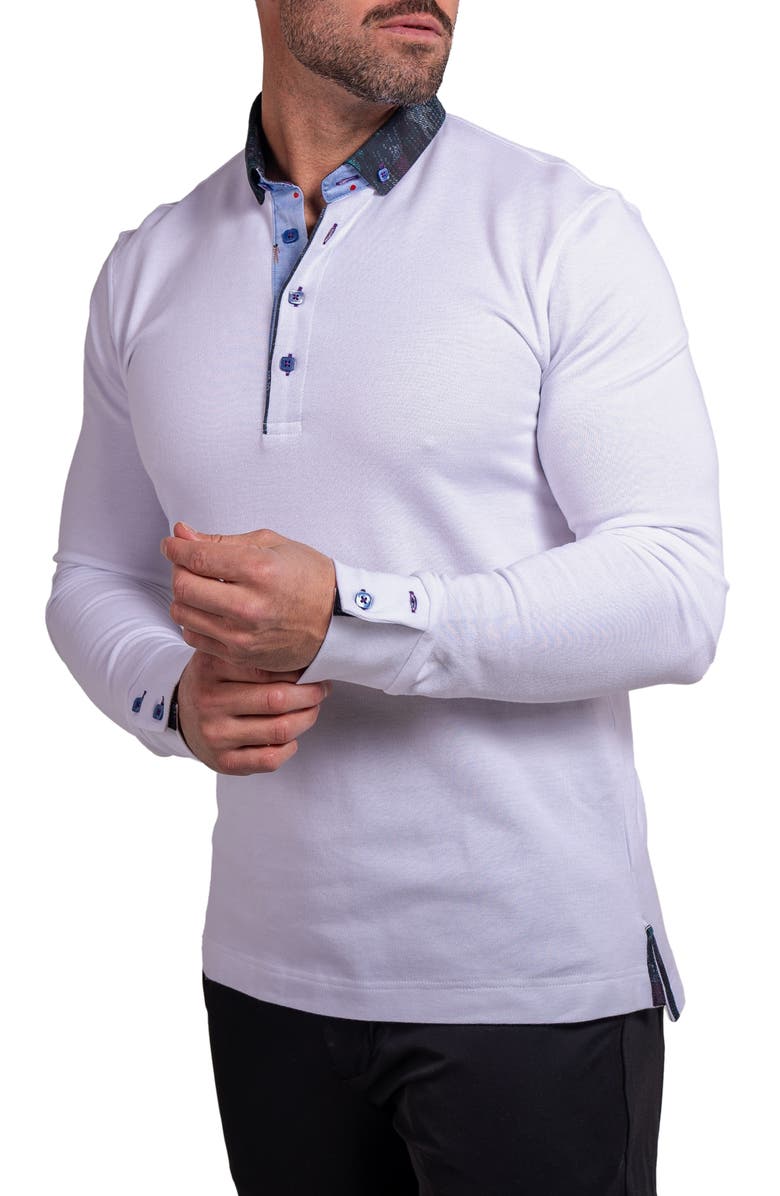 Maceoo Newton Ascension0010 White Long Sleeve Button-Down Polo, Alternate, color, White