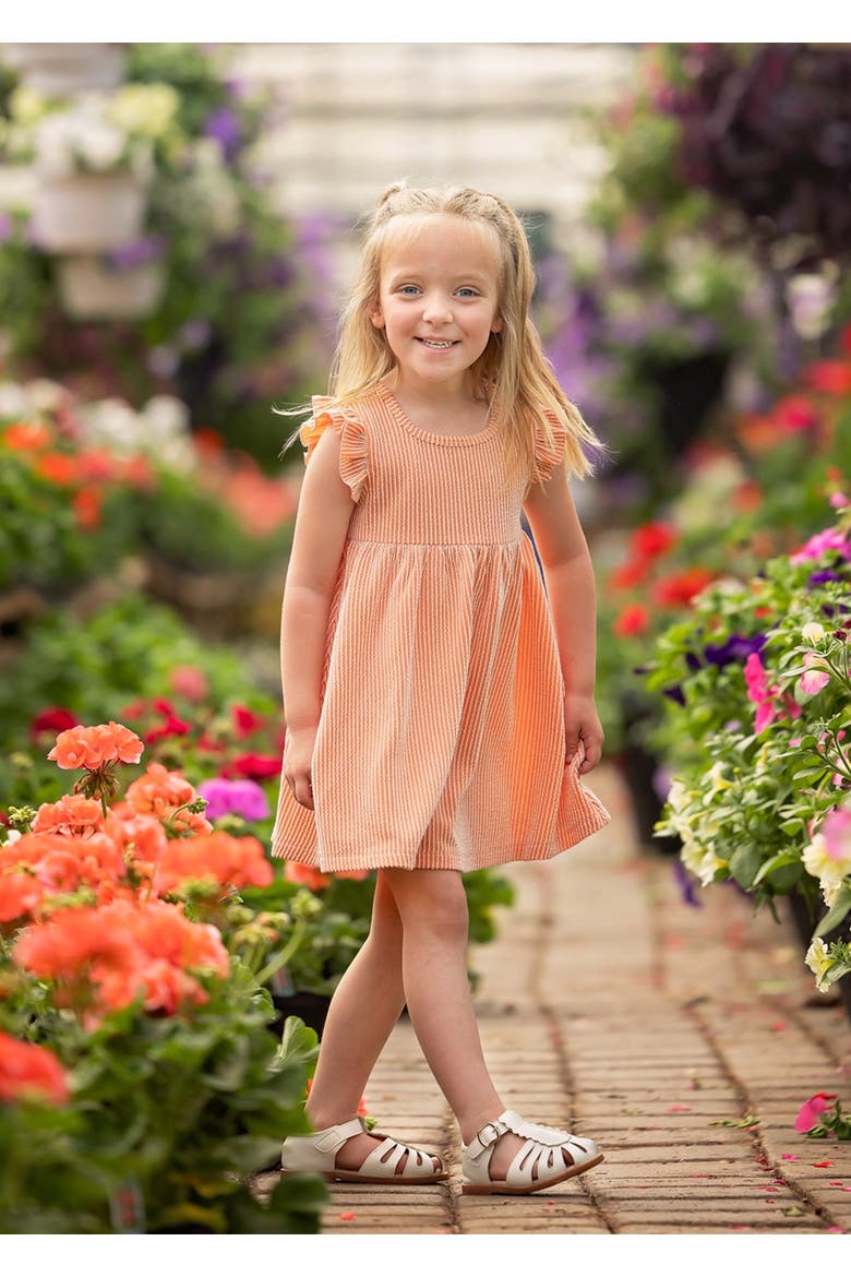 Sunkissed Apricot Short Flutter Sleeve Dress, Alternate, color, Orange
