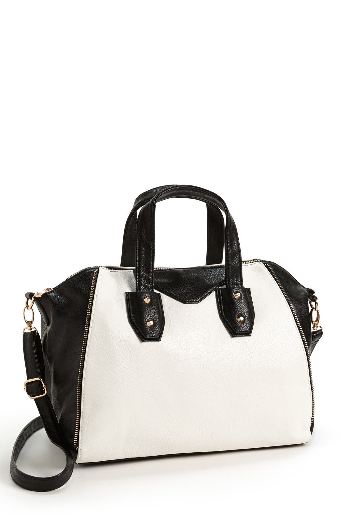Two-Tone Satchel, Main, color, BLACK/ WHITE