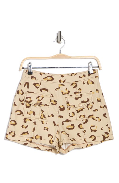 Avec Les Filles Cargo Pocket Shorts In Spring Leopard