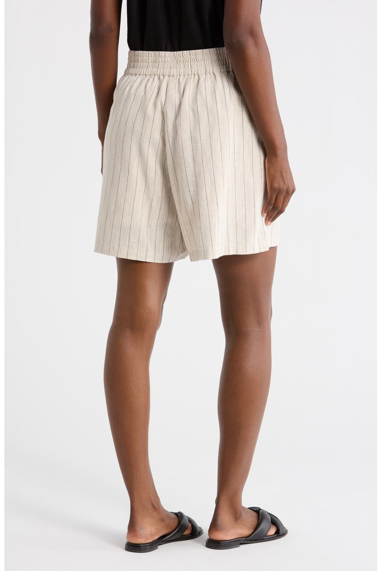 Stripe Linen Blend Shorts, Alternate, color, IVORY/ BLACK