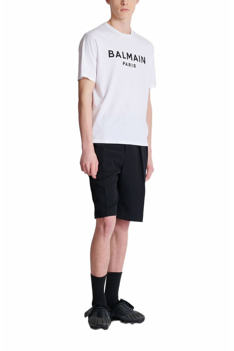 T-Shirt With Balmain Paris Print, Main, color, White
