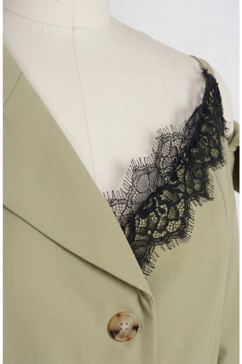 Asymmetric One Shoulder Tailored Blazer Jacket, Alternate, color, Khaki
