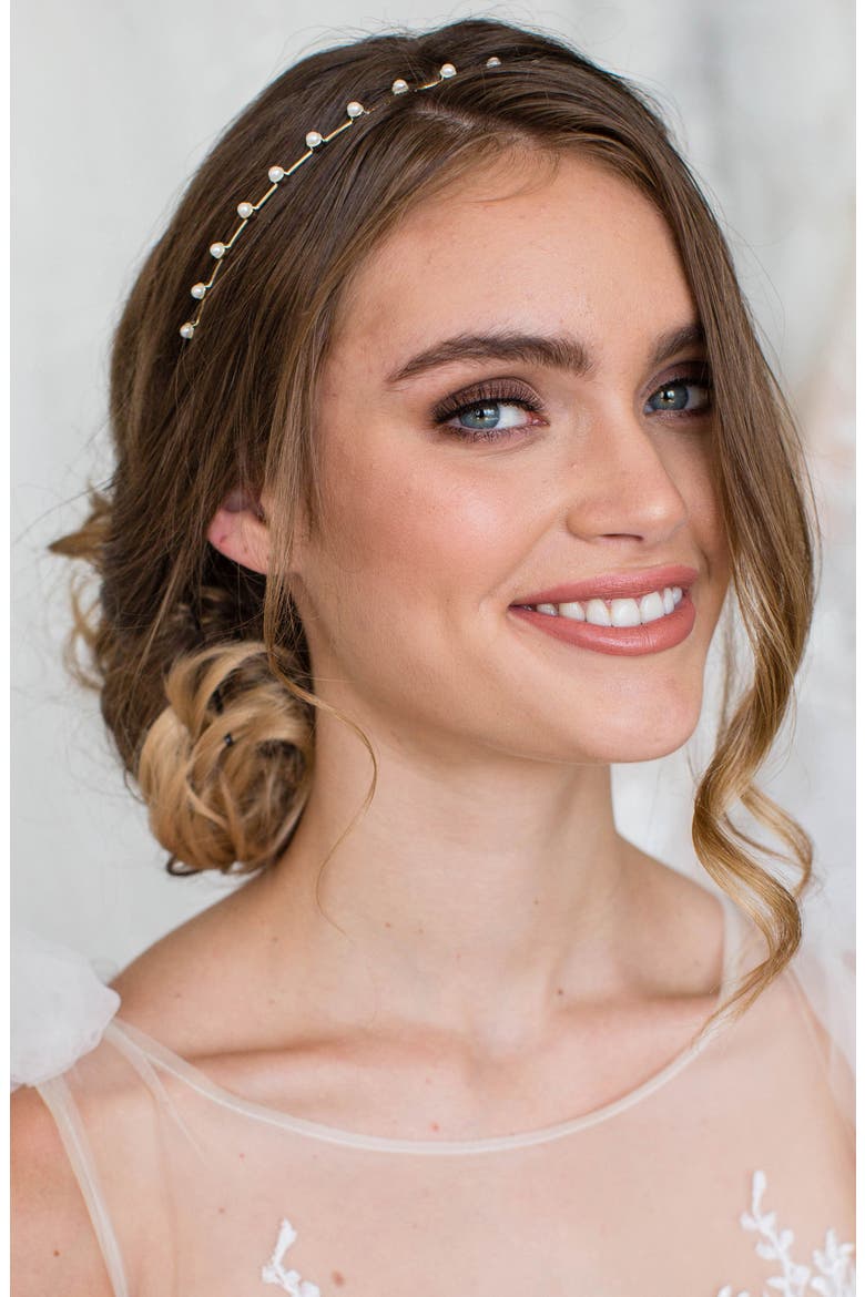 Jayla Imitation Pearl Headband, Alternate, color, GOLD