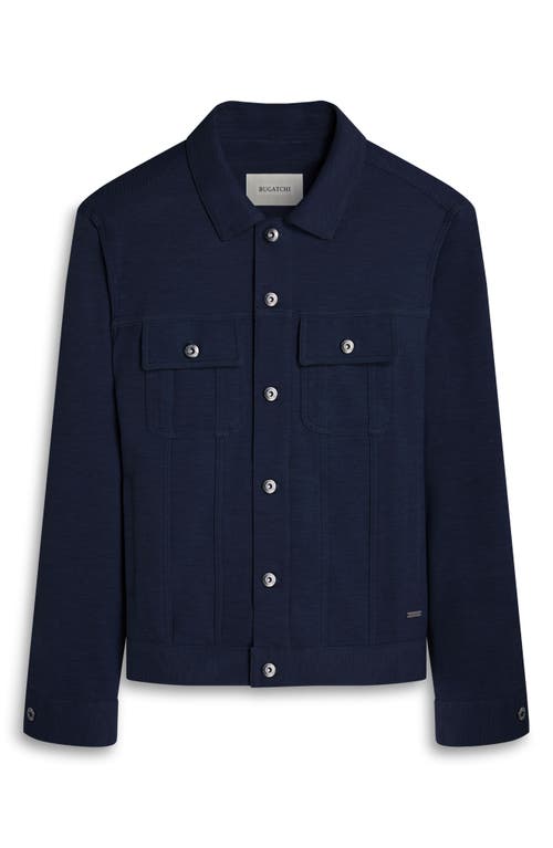 Bugatchi Knit Trucker Jacket In Blue