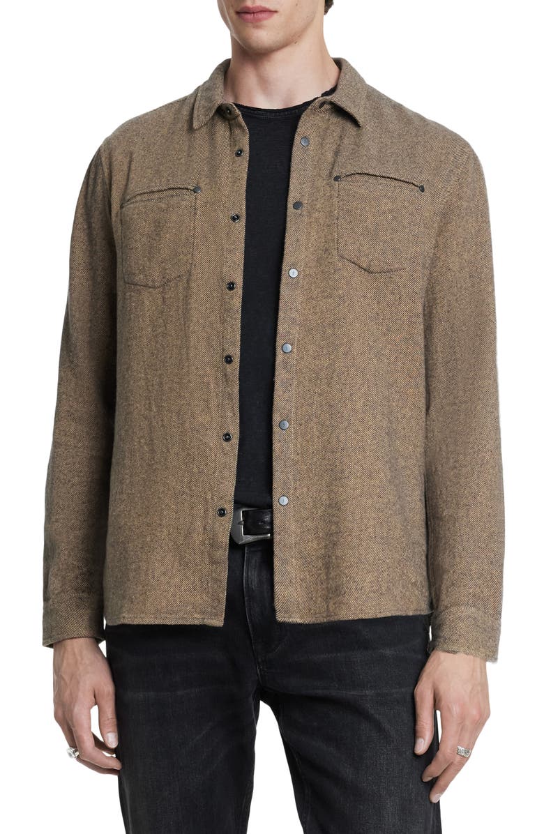 John Varvatos Dario Cotton Snap-Up Shirt, Main, color, 