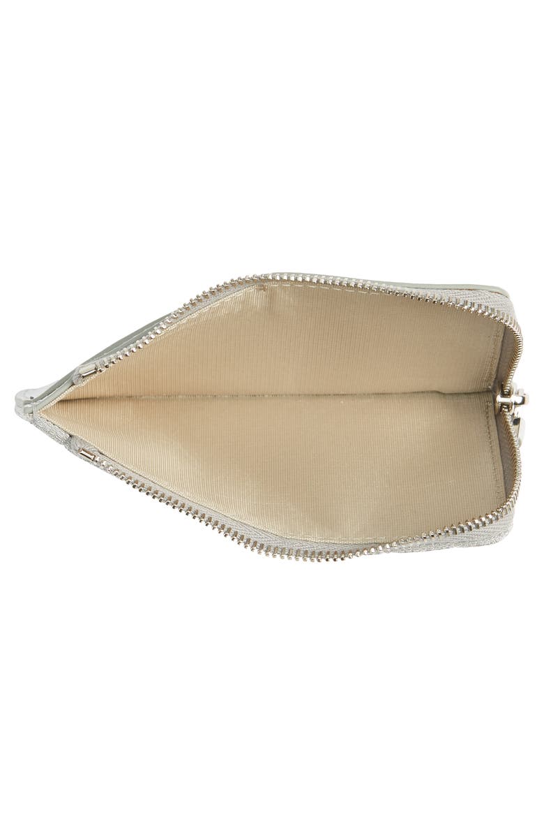 Givenchy 4G Embroidered Canvas & Metallic Leather Zip Card Case, Alternate, color,