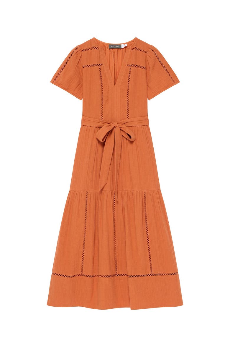 Cotton Cheesecloth Maxi Dress, Alternate, color, Orange