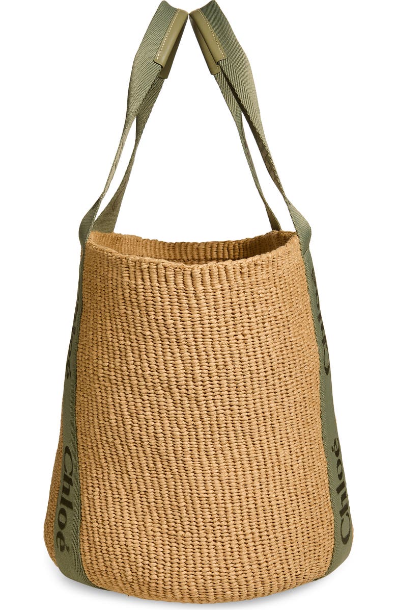 Chloé Large Woody Straw Basket Tote, Alternate, color, Aloe Green