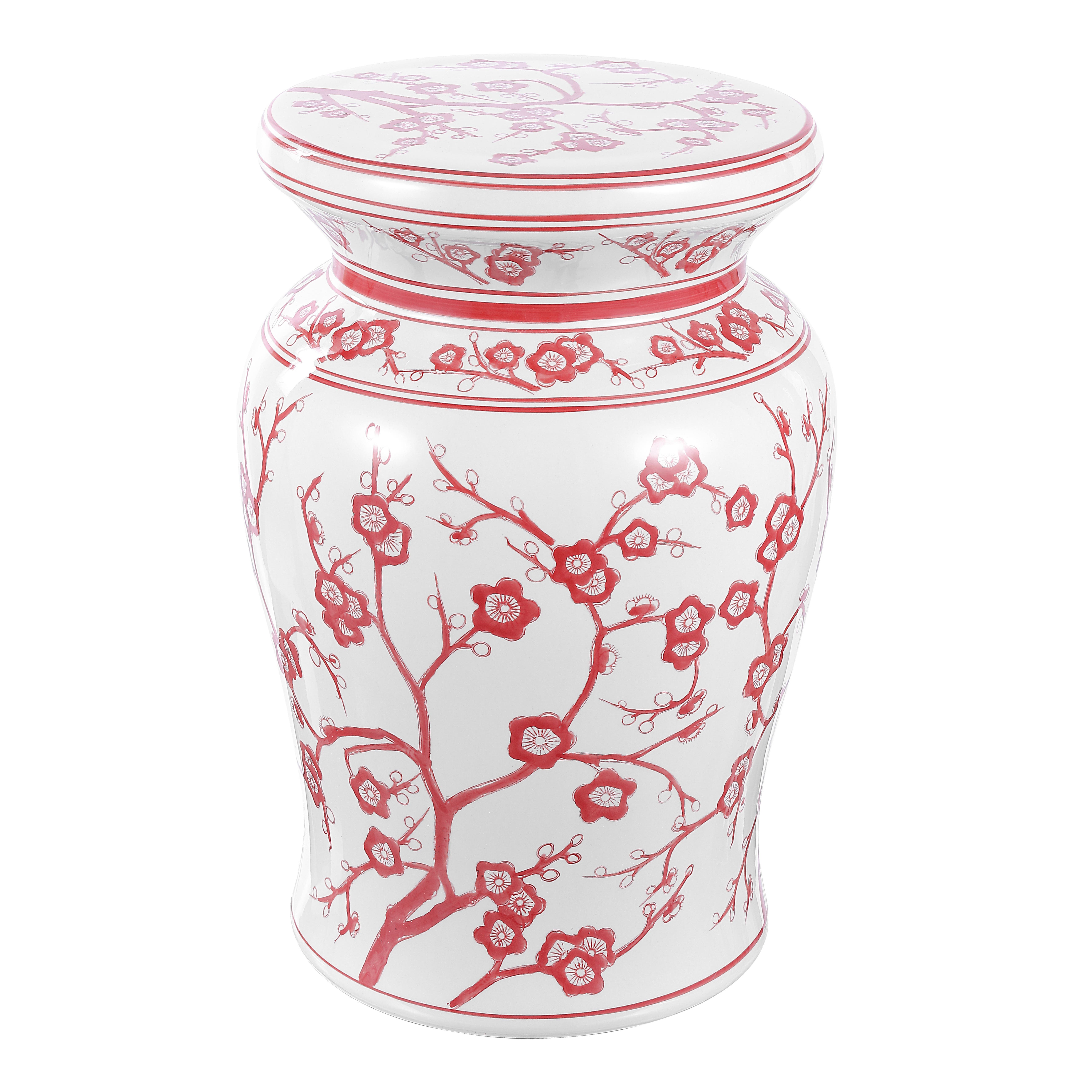 JONATHAN Y Cherry Blossom Ceramic Garden Stool - Thumbnail 2
