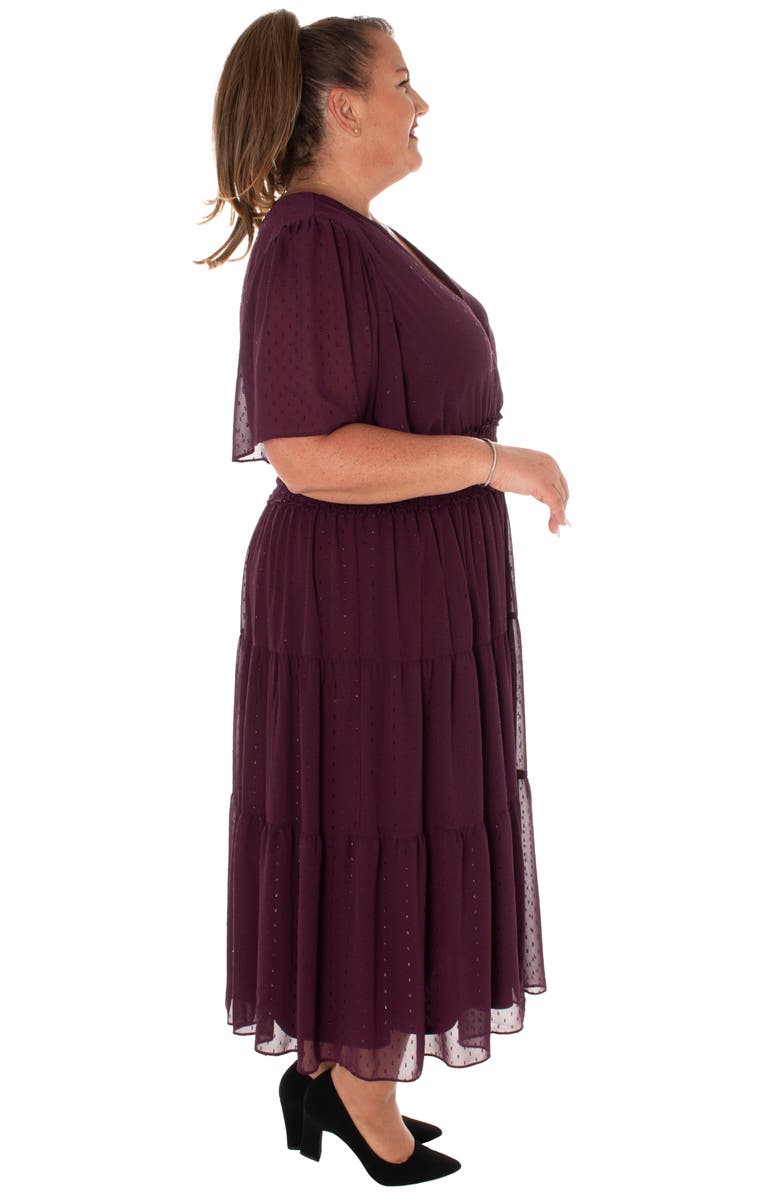 Taylor Dresses Dot Chiffon Tiered Maxi Dress, Alternate, color, 