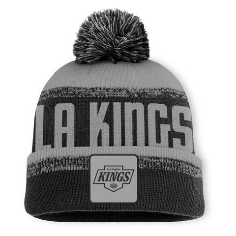Men's Fanatics Black/Silver Los Angeles Kings Fundamentals Thrive Cuffed Knit Hat with Pom