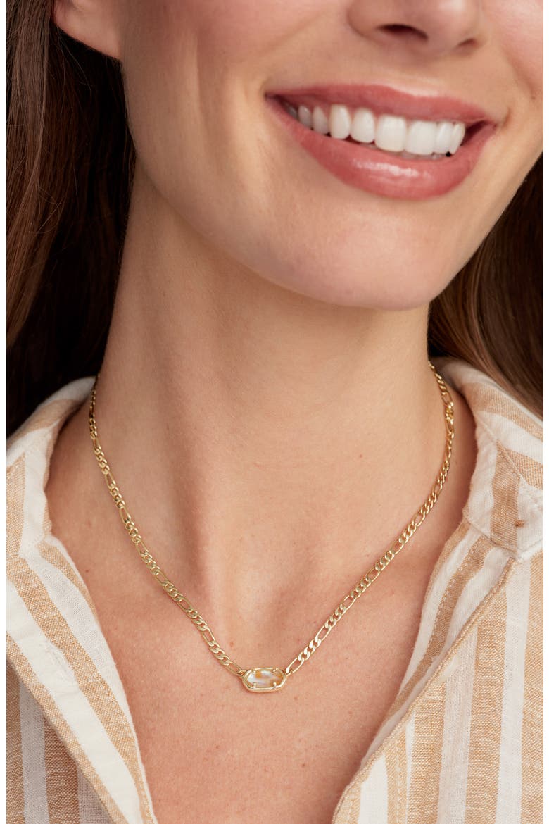 Elisa Mother-of-Pearl Figaro Chain Pendant Necklace, Alternate, color, GOLD IRIDESCENT ABALONE