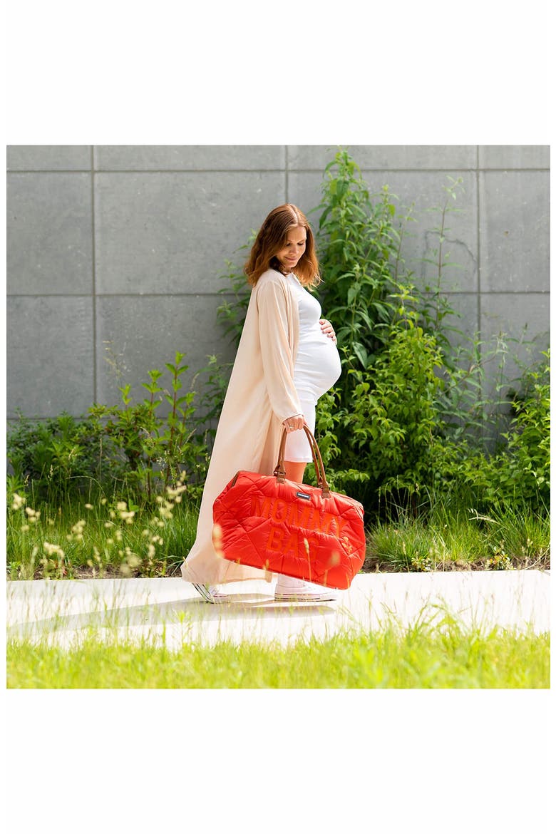 XL Quilted Travel Diaper Bag, Alternate, color, PUFFER RED