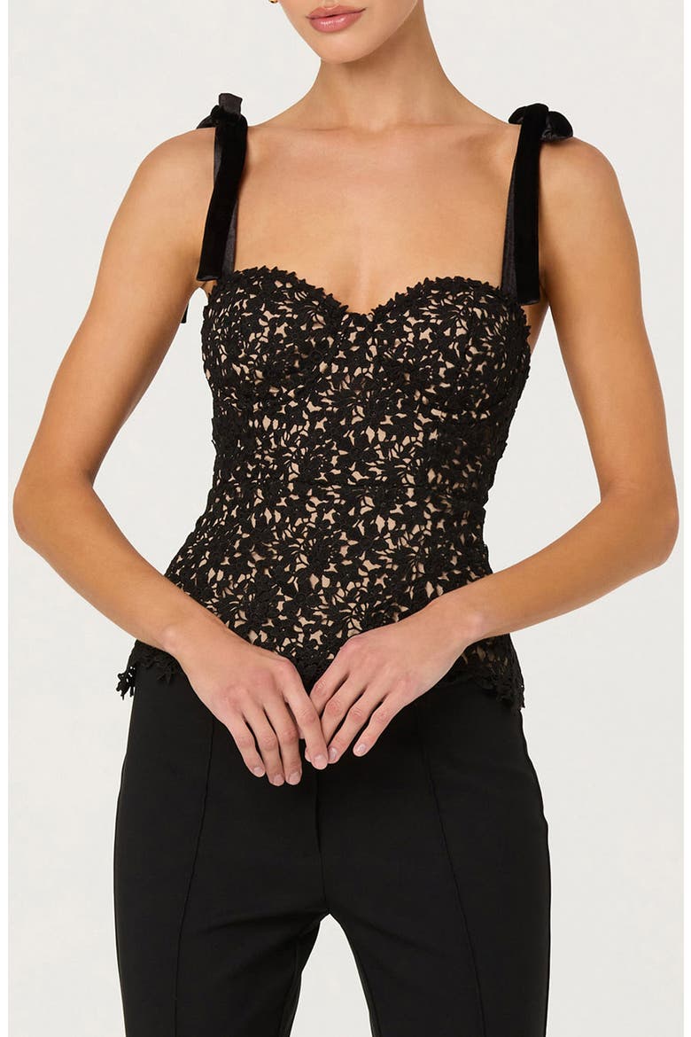 Donne Lace Corset Top, Main, color, BLACK NUDE