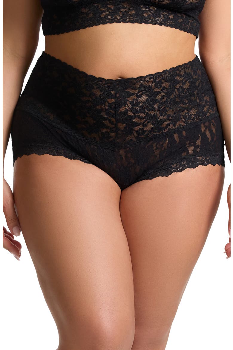Retro Lace Boyshorts, Main, color, BLACK